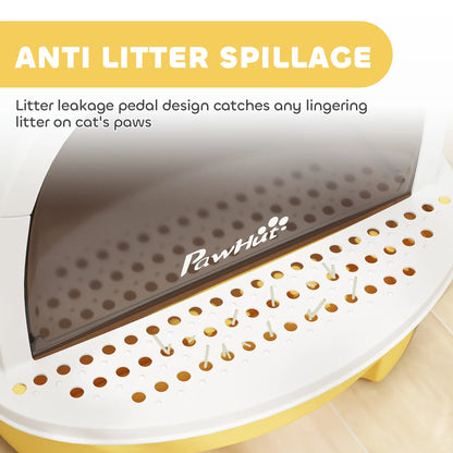 Cat Litter Box With Lid, Front Door Flap, Scoop, Handle, Yellow Cat Litter Box Enclosures at Gallery Canada