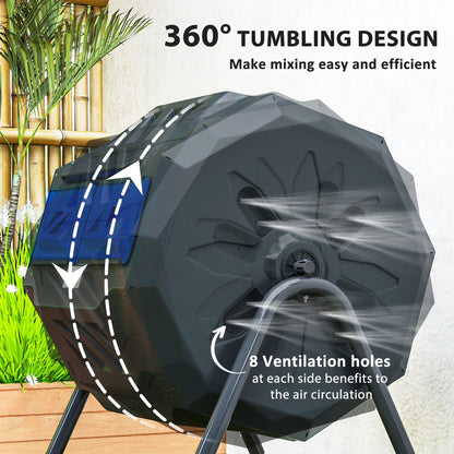 Dual Chamber Compost Bin, 43 Gallon, 360° Rotating, Blue Garden Accessories at Gallery Canada