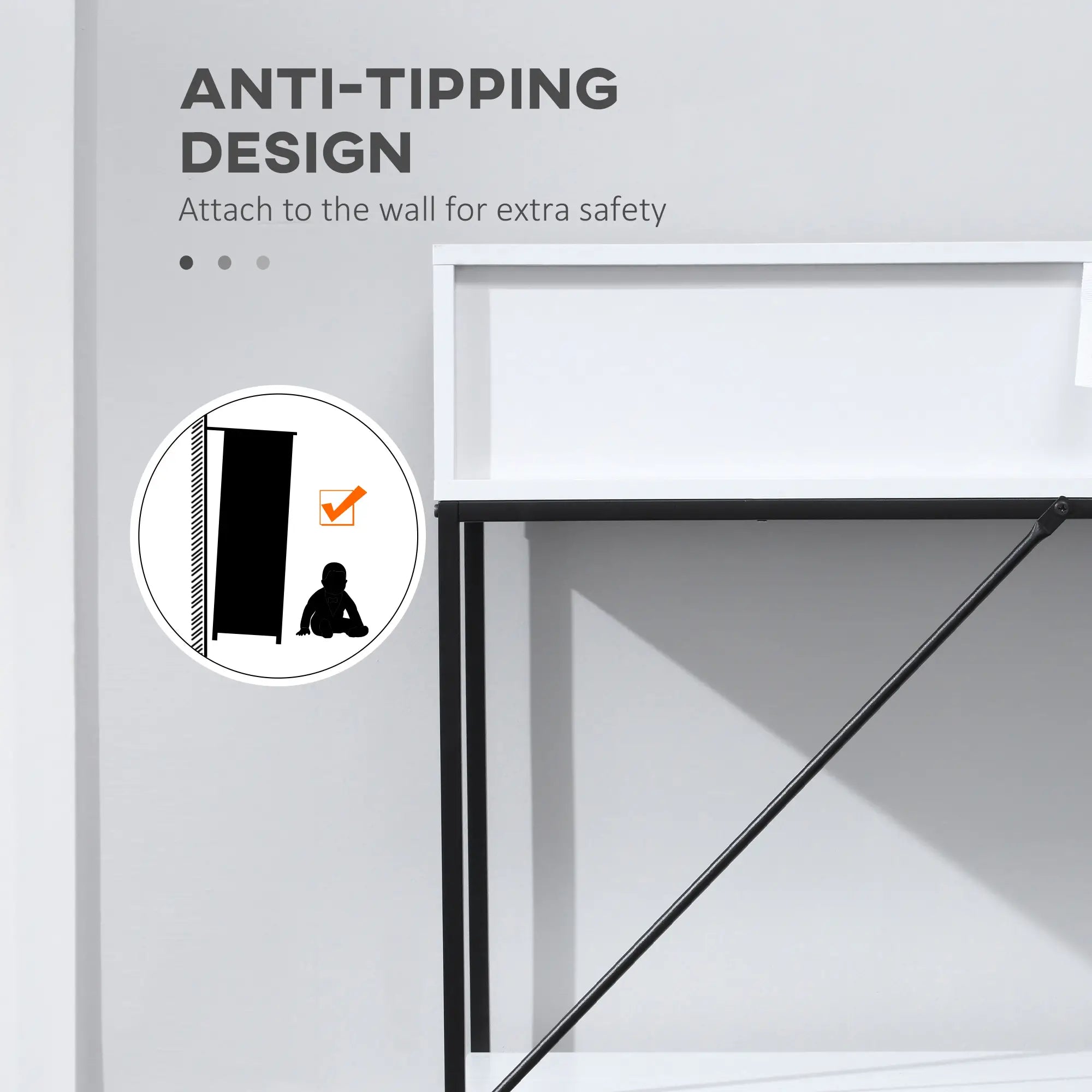 Modern Console Table with 2 Drawers, 2 Tier Entryway Table with Shelf, White Console Tables at Gallery Canada