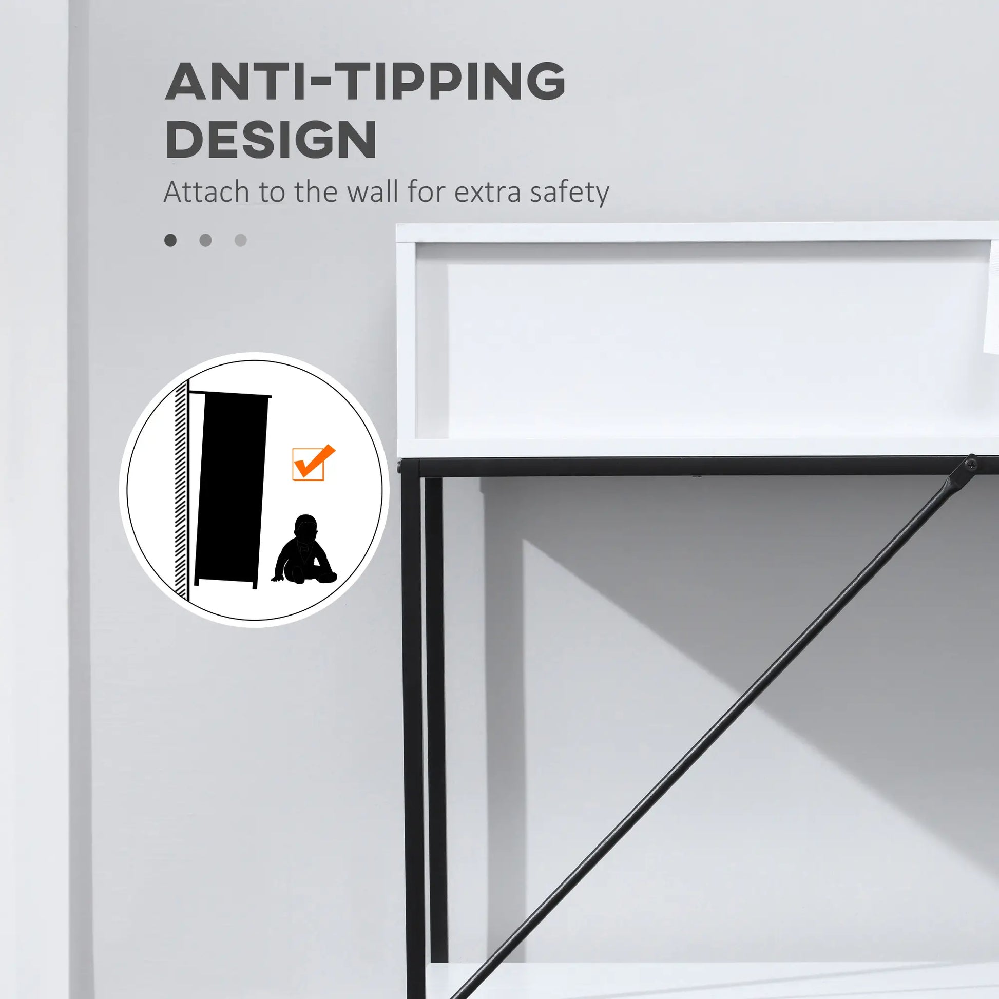 Modern Console Table with 2 Drawers, 2 Tier Entryway Table with Shelf, White Console Tables at Gallery Canada