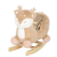 Cheval à bascule pour tout-petit, ceinture de sécurité avec son de cerf et butée de bascule, marron, marron