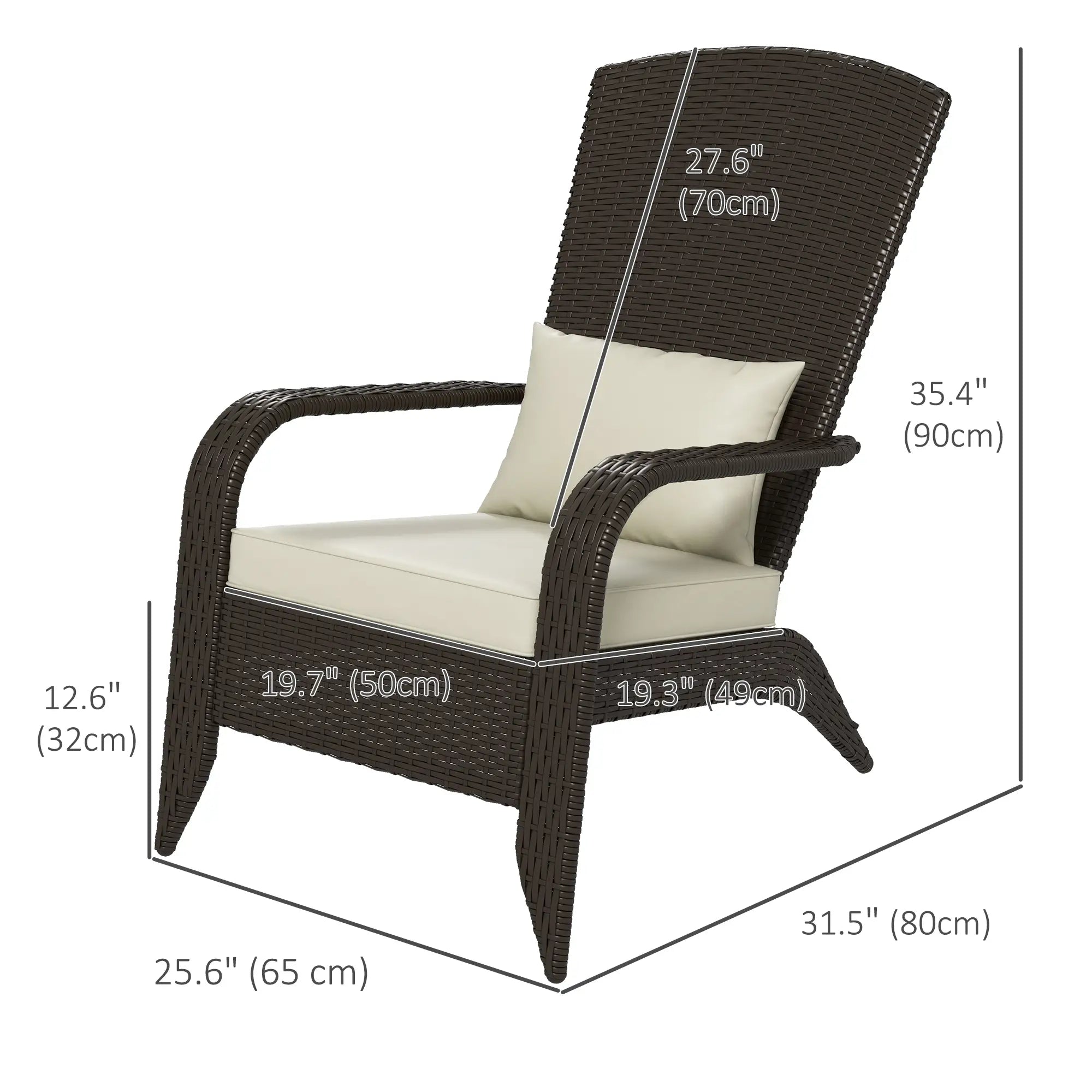 Wicker Adirondack Chair, Outdoor Rattan Chair with Cushions, Khaki Patio Chairs at Gallery Canada