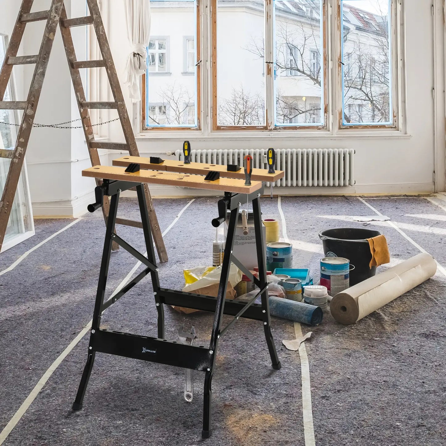Foldable Work Bench, 4 Adjustable Clamps, MDF Surface, Steel Frame, 100kg/220lbs Capacity Tool Organizers at Gallery Canada
