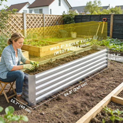 8 x 1.3 x 1.5ft Galvanized Raised Garden Bed, Outdoor Planter Box, Silver Galvanized Planter Boxes at Gallery Canada
