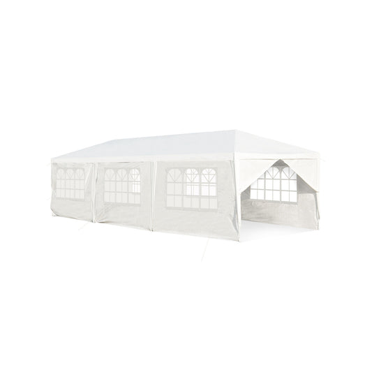 10 x 30 Feet Outdoor Canopy Tent, 6 Removable Sidewalls, 2 Doorways, White