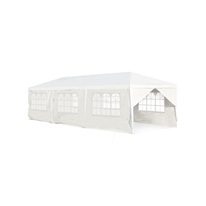 10 x 30 Feet Outdoor Canopy Tent with 6 Removable Sidewalls and 2 Doorways, White Canopies White at Gallery Canada