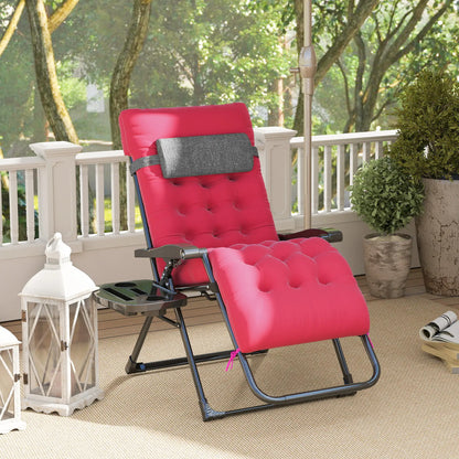Padded Zero Gravity Chair, Folding Recliner, Patio Lounger with Cup Holder, Red Lounger Chairs at Gallery Canada
