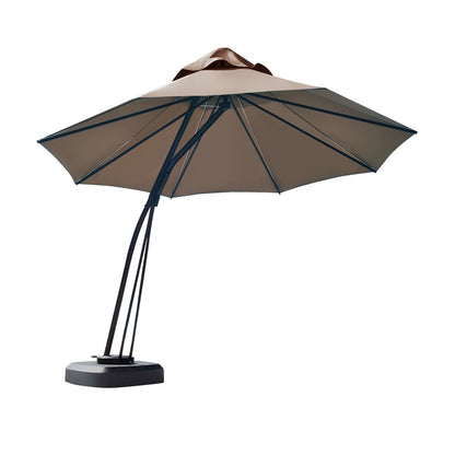 11 Feet Cantilever Hanging Umbrella with Base and Wheels, Tan Outdoor Umbrellas Tan at Gallery Canada