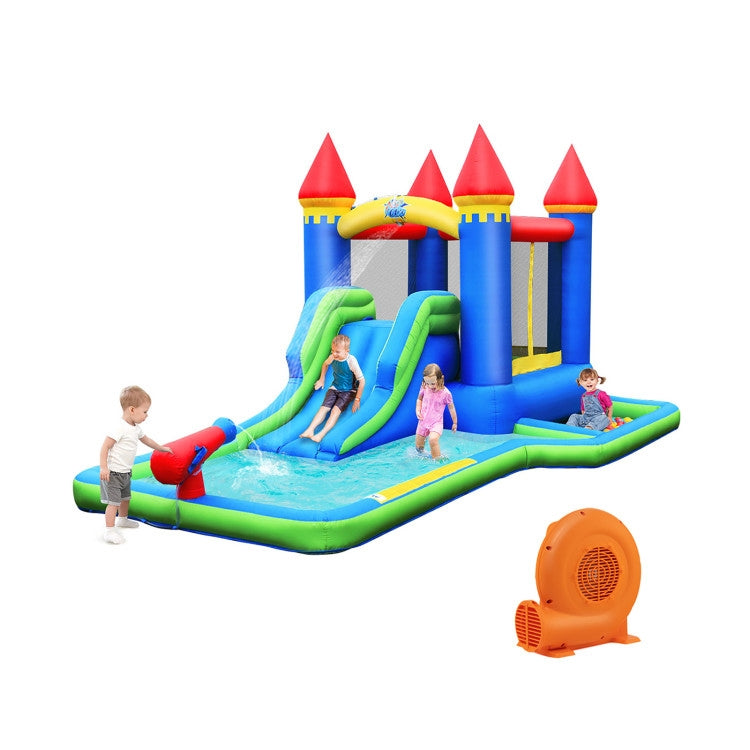 Inflatable Bounce House Castle Water Slide with Climbing Wall and 550W Blower, Multicolor Bounce House at Gallery Canada