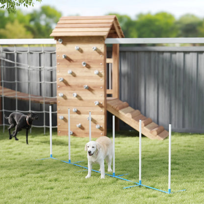 Adjustable Dog Agility Training Set, Weave Poles, Storage Bag, Blue and White Dog Agility Training Equipment at Gallery Canada