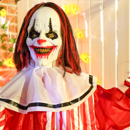 Life Size Animated Clown, Red Light Up Eyes, Sound Activated, Battery Operated, Red Halloween Decorations at Gallery Canada