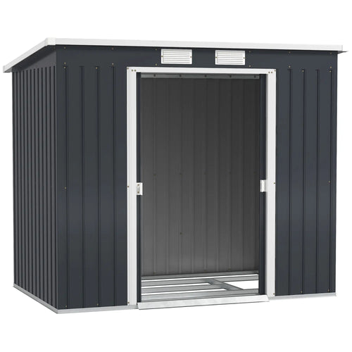 7 x 4ft Galvanised Steel Garden Shed, Foundation Kit, Dark Grey