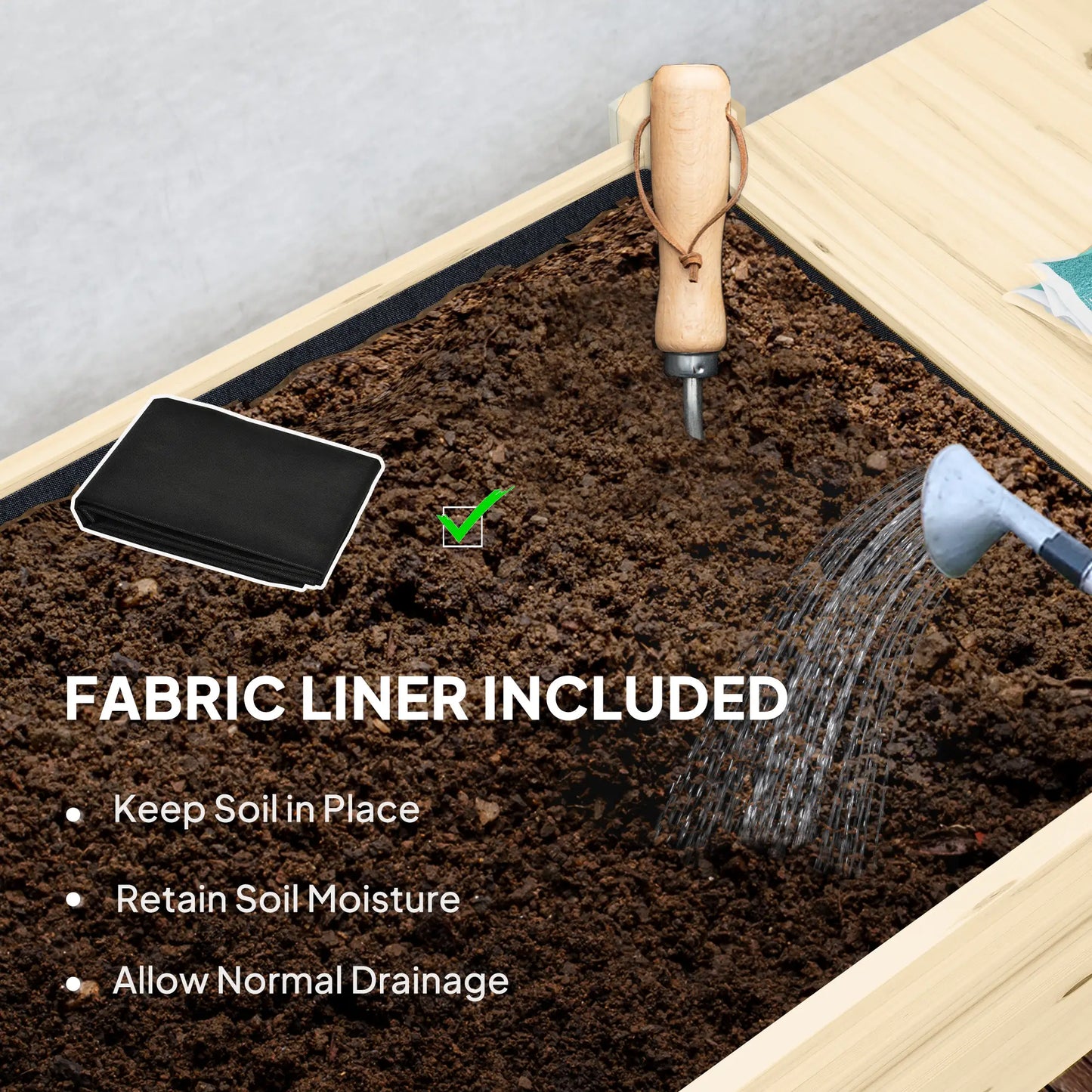 Raised Garden Bed, Wood Planter Box with Wheels, Side Tables, Natural Raised Garden Beds at Gallery Canada