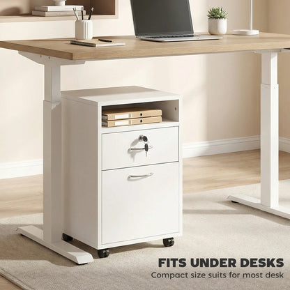 24" Vertical Filing Cabinet with Lock, Mobile, White Office Cabinets & Cupboards at Gallery Canada