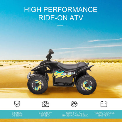 Kids Ride on ATV, 6V Battery Powered, for 18-36 Months, Black
