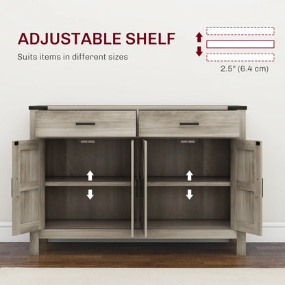 Farmhouse Buffet Cabinet, 2 Drawers, 2 Cabinets, Adjustable Shelves, Grey Bar Cabinets at Gallery Canada