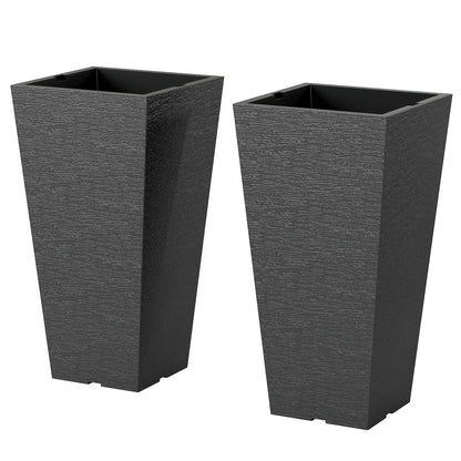 23" Tall Planters Set Of 2, Indoor Outdoor Stackable, Black Marble Finish, Black Planter Set at Gallery Canada