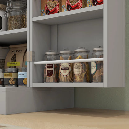 65" Kitchen Pantry Cabinet, 4 Doors, 16 Shelves, Grey Kitchen Pantry Cabinets at Gallery Canada