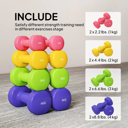 44lbs Hex Dumbbell Set, Hand Weights for Home Gym, Multi-Colour Dumbbells & Barbells at Gallery Canada