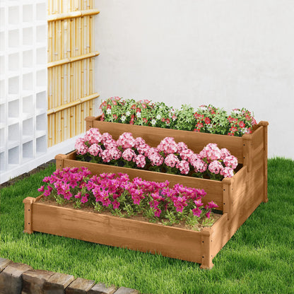 3-Tier Garden Bed Planter Box, 49"x49"x22", Brown Raised Garden Beds at Gallery Canada