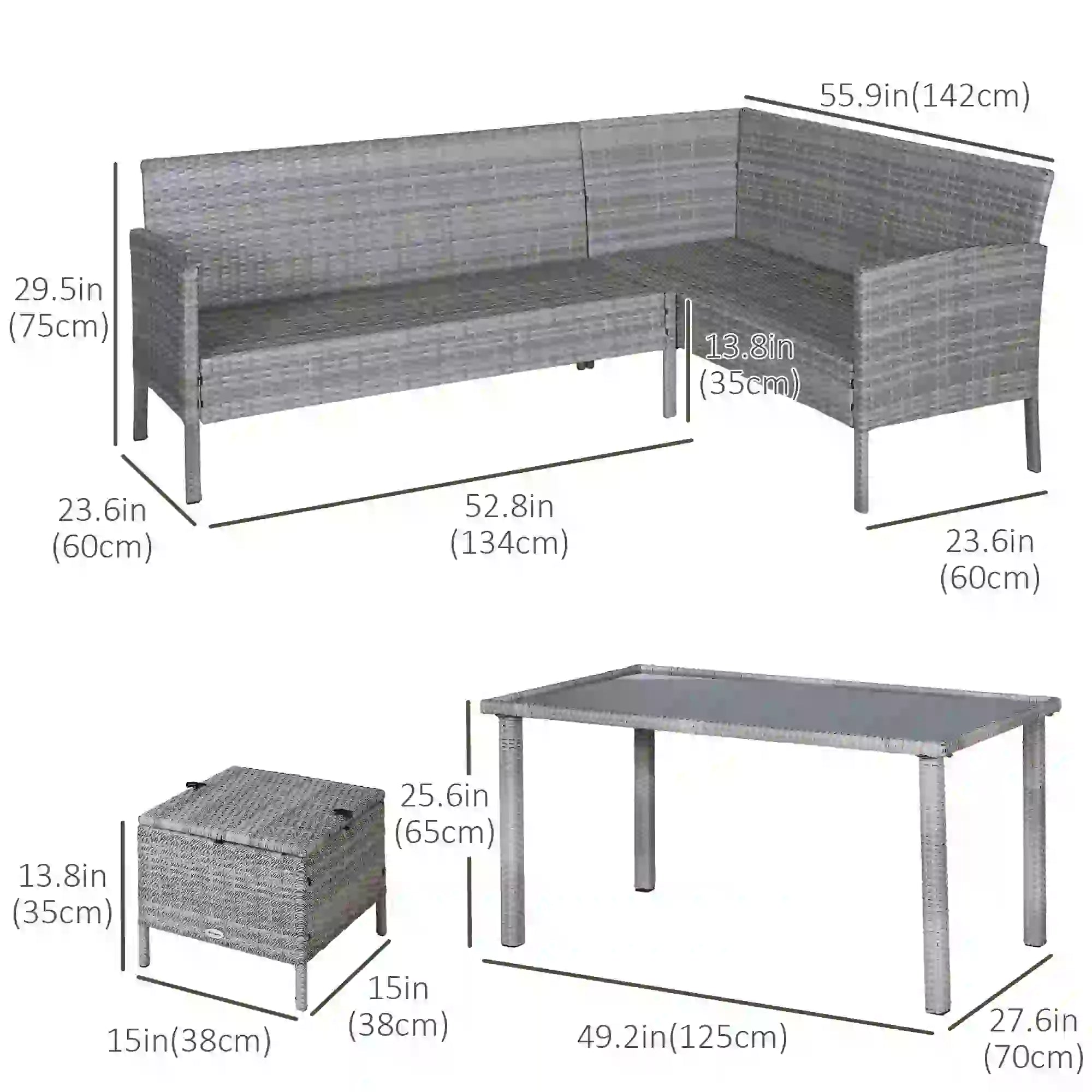 5-Piece Wicker Patio Set, Table, Ottomans, Bright Blue, Blue Patio Furniture Sets at Gallery Canada