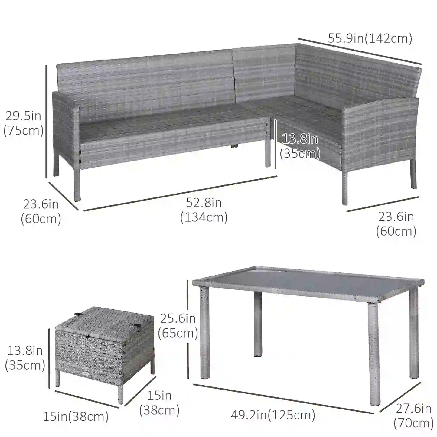 5-Piece Wicker Patio Set, Table, Ottomans, Bright Blue, Blue Patio Furniture Sets at Gallery Canada