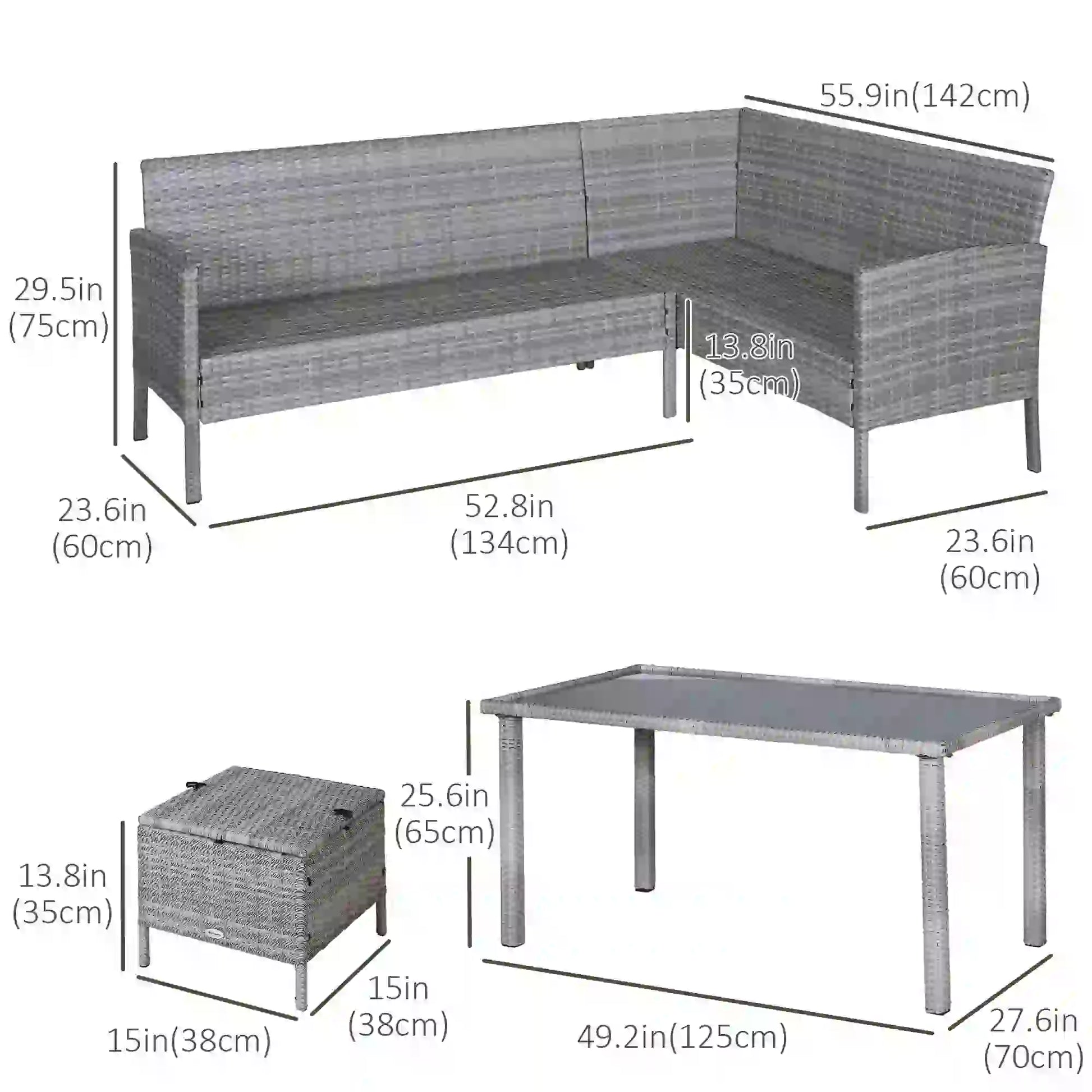 5-Piece Wicker Patio Set, Table, Ottomans, Bright Blue, Blue Patio Furniture Sets at Gallery Canada