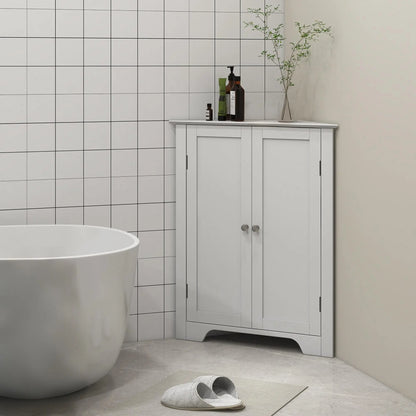 Modern Bathroom Storage Cabinet, Corner with Doors, Adjustable Shelf, White Bathroom Cabinets at Gallery Canada