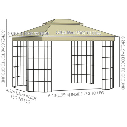 12'x10' Soft-Top Patio Gazebo, Steel Frame, Vented Roof, Mosquito Netting, Beige Gazebos at Gallery Canada