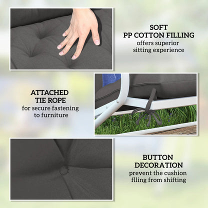 2 Seater Garden Bench Cushion, Thick Outdoor Non-Slip, 47" x 43" x 5", Black Patio Chair Cushions at Gallery Canada