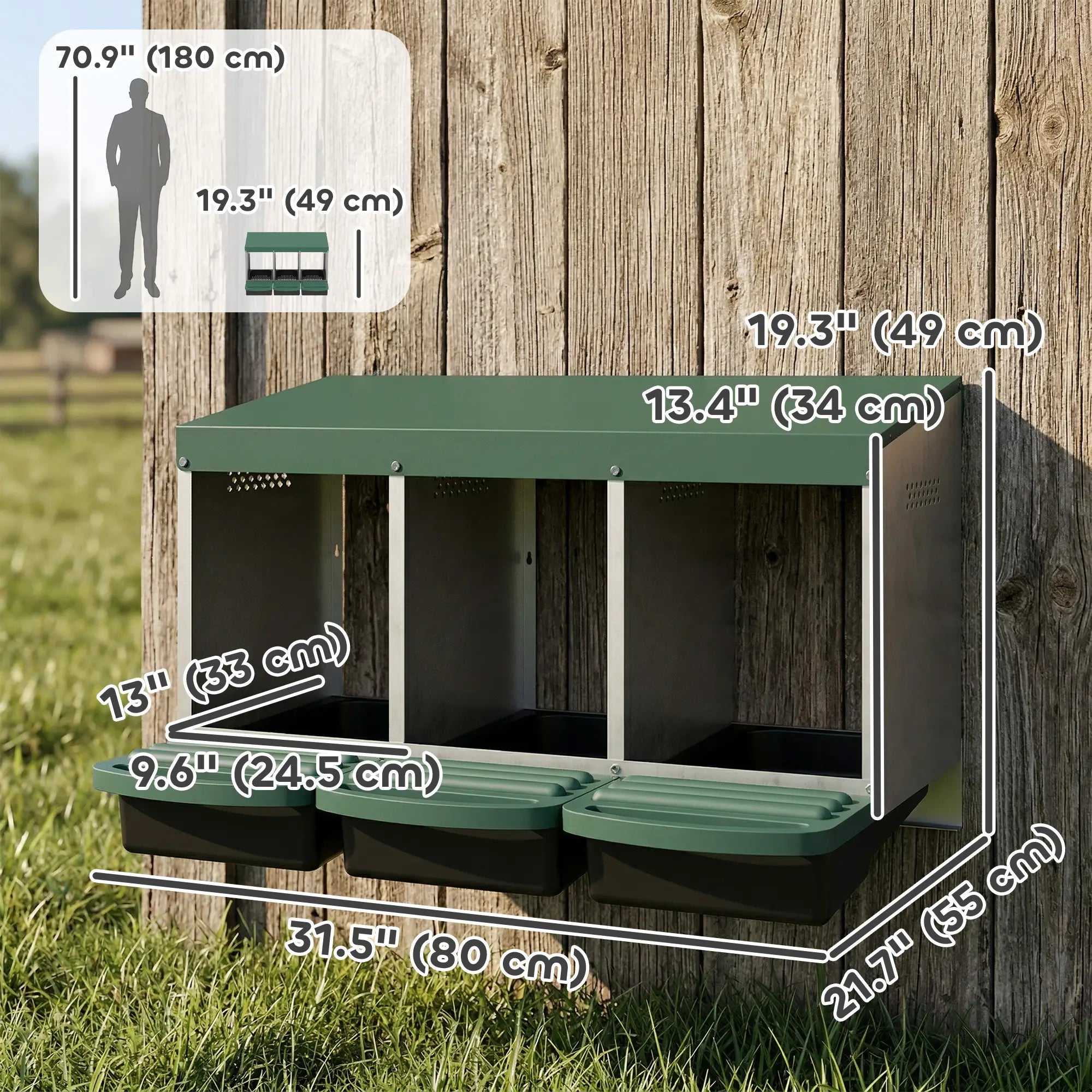 Chicken Nesting Boxes, 3 Compartment Metal Nesting Boxes for Chicken Coop, Egg Laying Boxes with Lid Cover Chicken Coops at Gallery Canada