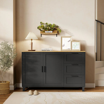 Buffet Cabinet with Soft Close Doors, Modern Sideboard with 3 Drawers, Black Storage Cabinets at Gallery Canada