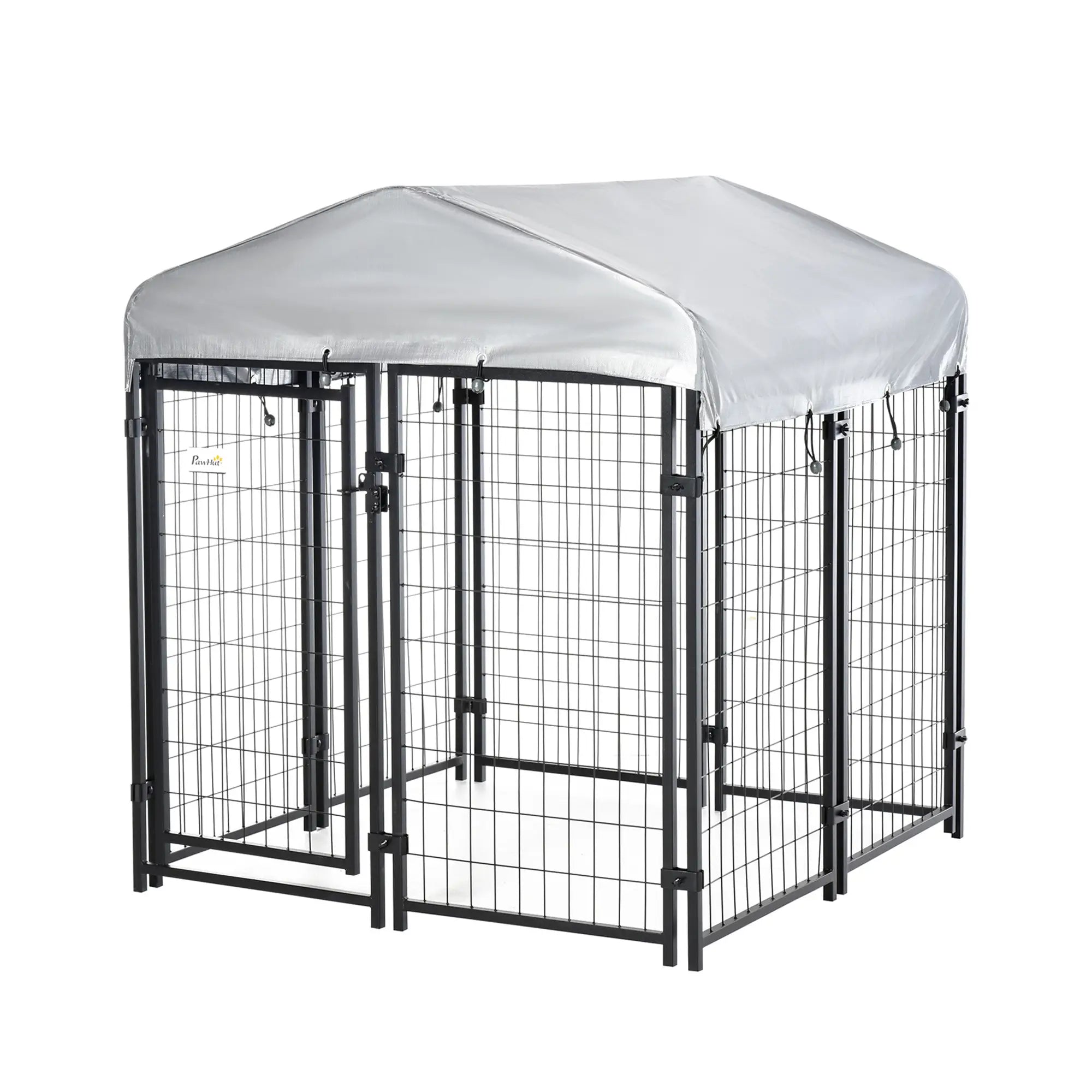 Outdoor Dog Kennel, Waterproof UV-Resistant Cover, 4 x 4 x 4.5 ft Houses, Kennels & Pens Black, Silver at Gallery Canada