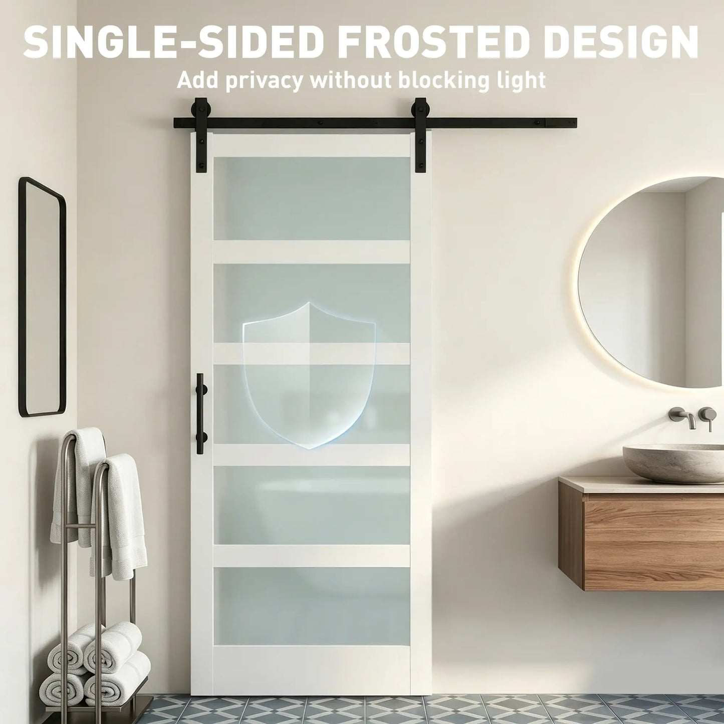 Sliding Barn Door 36x84 In, PVC, Hardware Kit, White