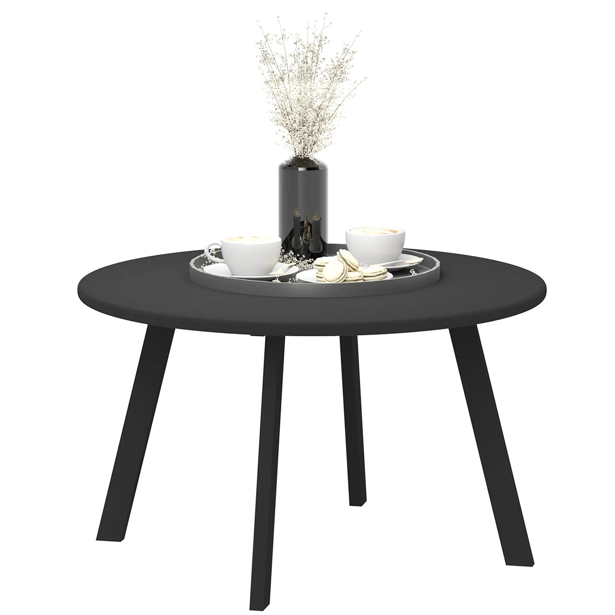 Round Outdoor Side Table, Metal Frame, Non-Slip Foot Pads, Black Patio Side Tables at Gallery Canada