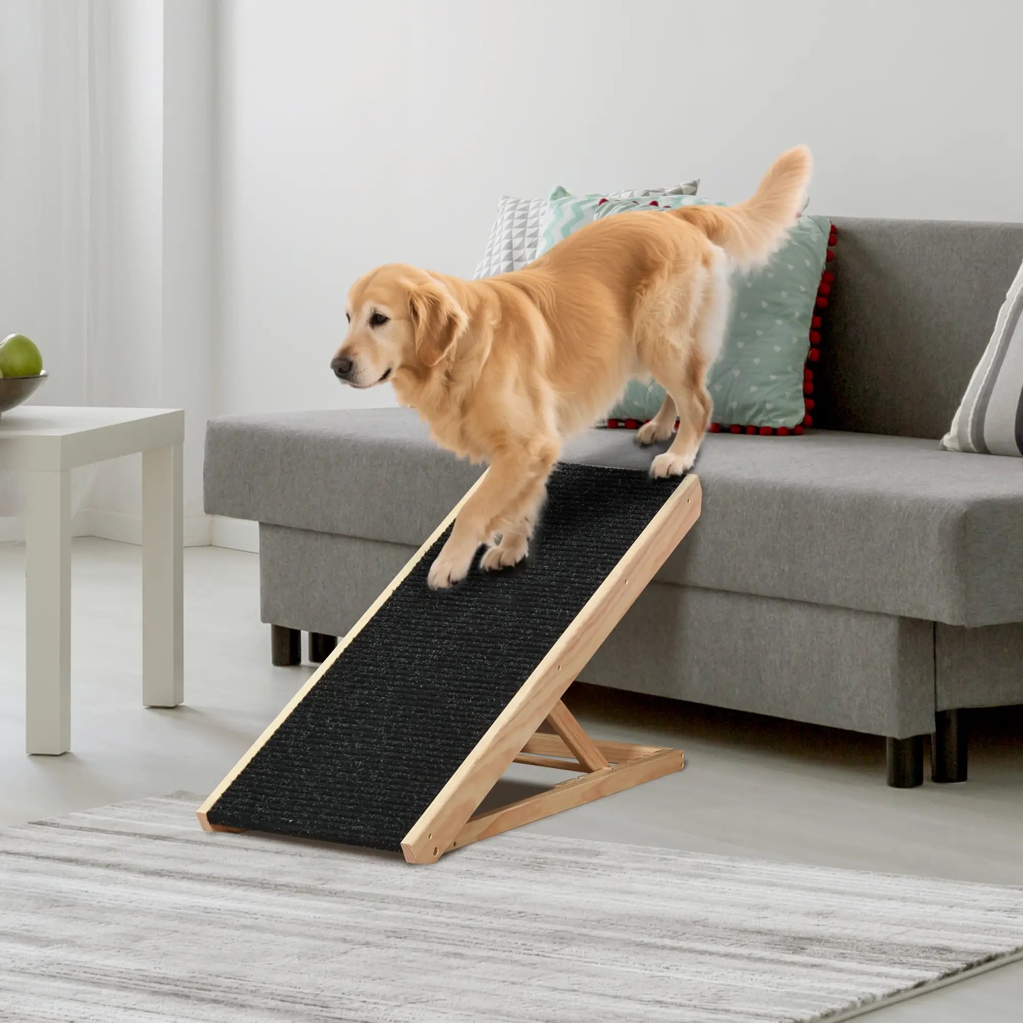 Foldable Dog Ramp for Bed Couch, Height Adjustable, Non Slip Carpeted Surface Dog Stairs at Gallery Canada