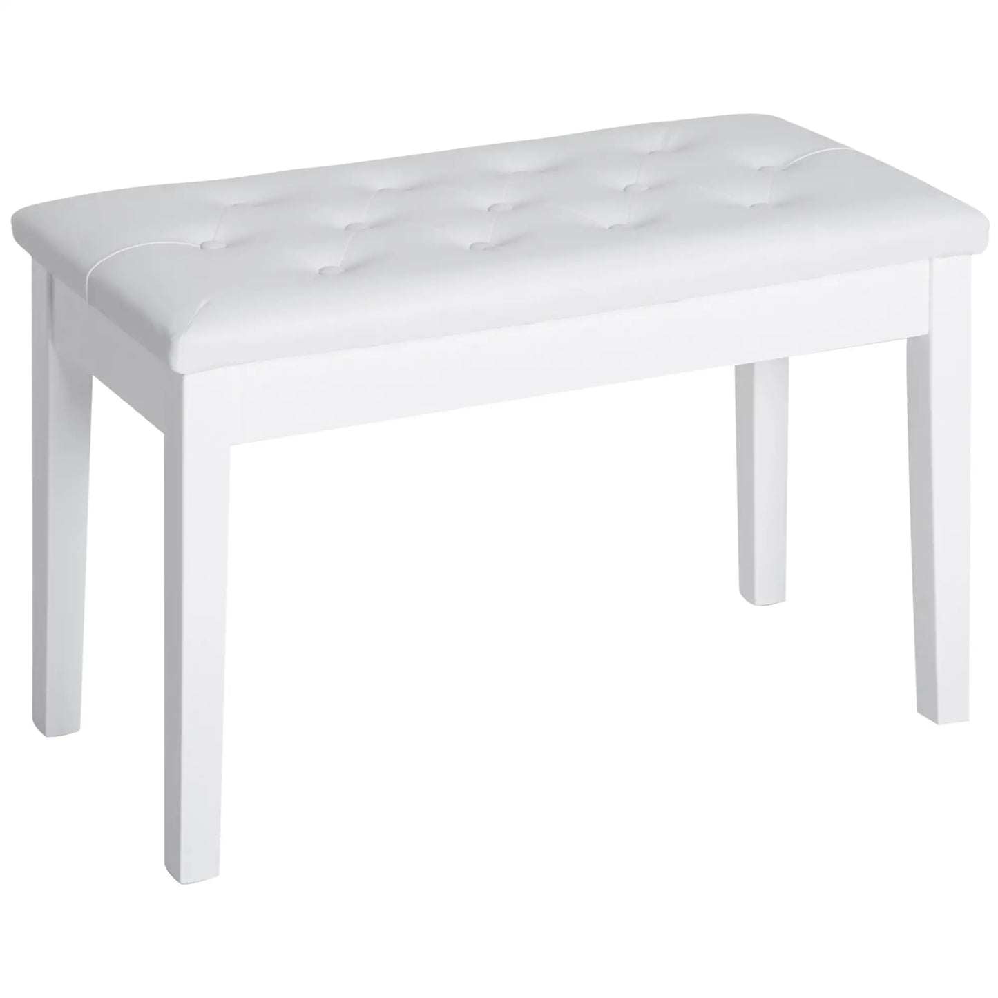 30" Piano Bench with Padded Cushion, Storage, Faux Leather, White Piano Benches White at Gallery Canada