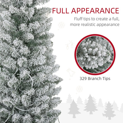 6ft Prelit Snow Flocked Christmas Tree, Metal Base, Warm White LED Pre Lit Christmas Trees at Gallery Canada