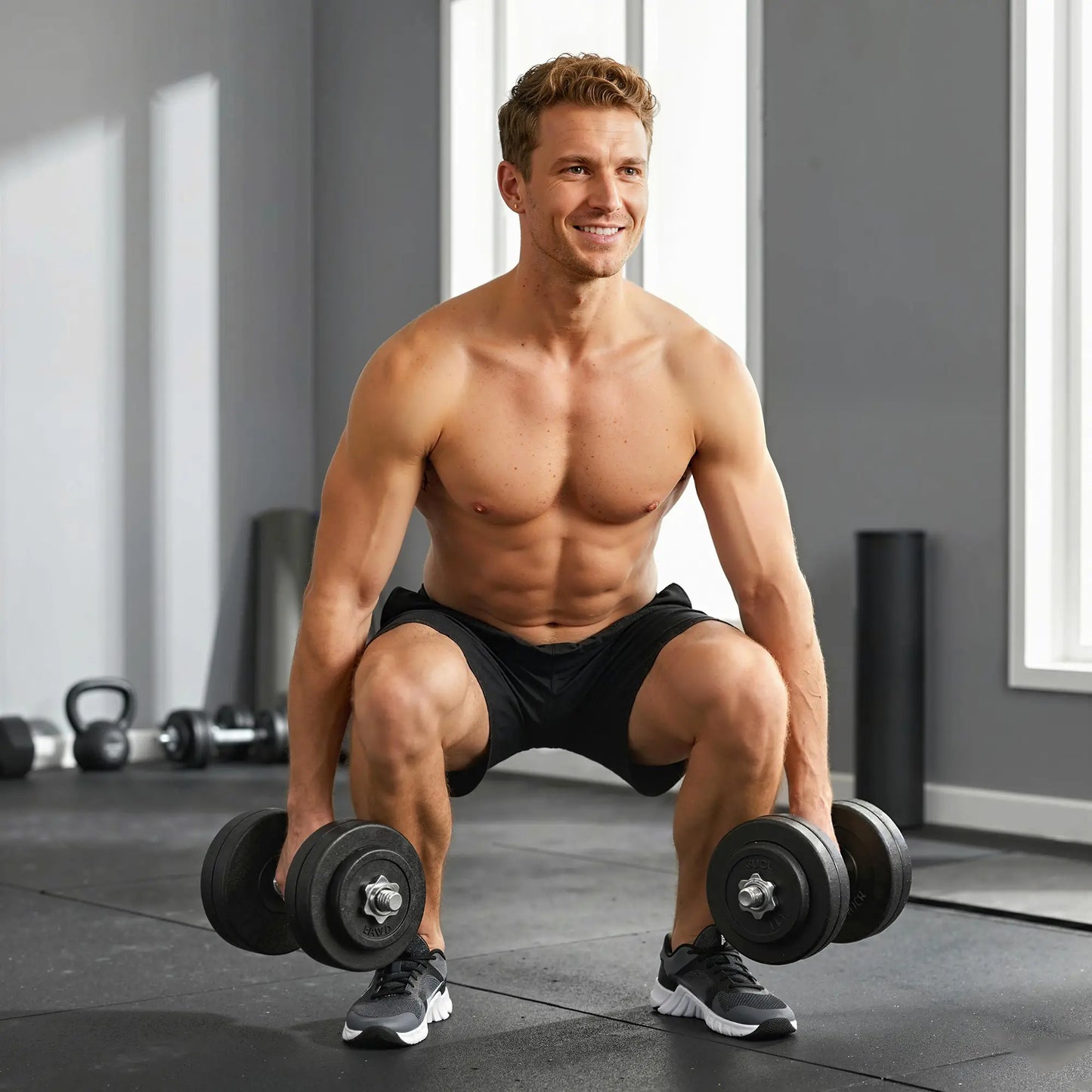 Adjustable 2 x 55lbs Dumbbell Set, Weight Training, Home Gym, Black Dumbbells & Barbells at Gallery Canada