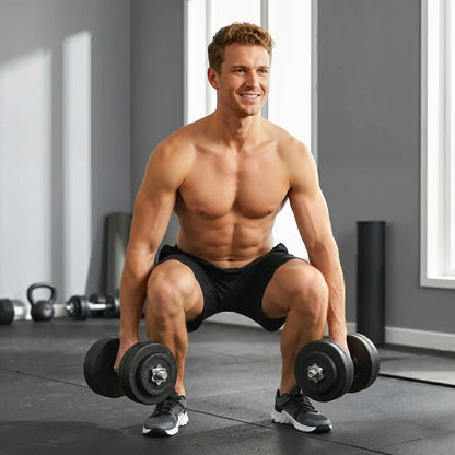 Adjustable 2 x 55lbs Dumbbell Set, Weight Training, Home Gym, Black Dumbbells & Barbells at Gallery Canada