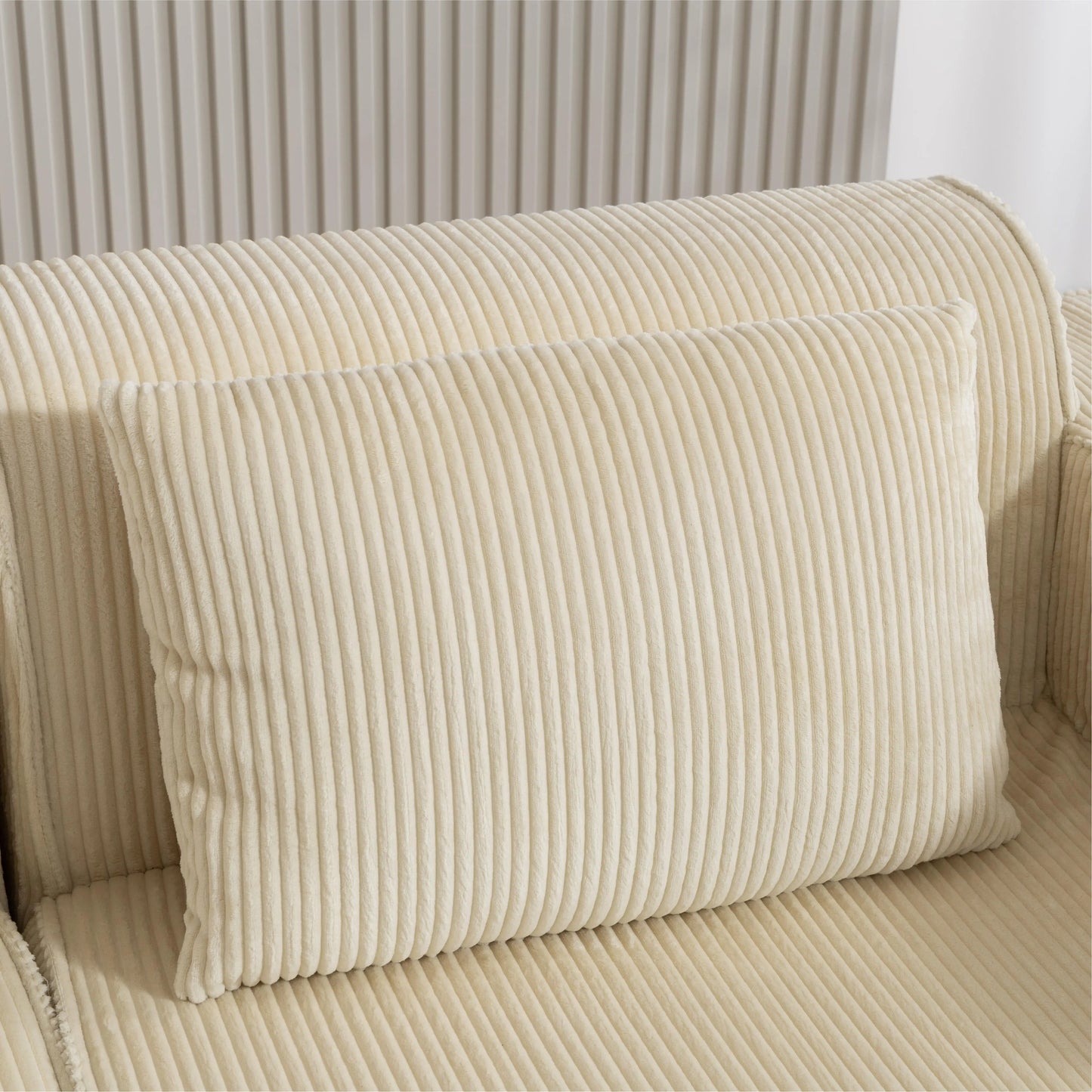 Boneless Couch, Corduroy 3 Seater Sofa, Deep Seat, Wide Armrests, Beige 3-Seater Sofas at Gallery Canada