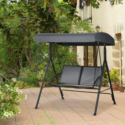 2-Seat Patio Swing Chair, Outdoor Porch Glider With Canopy, Dark Grey Porch Swings with Canopy at Gallery Canada
