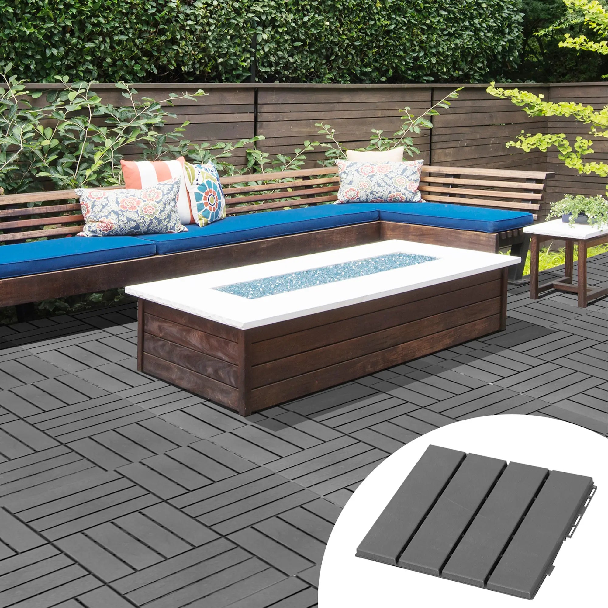 9 Pcs PP Interlocking Deck Tile, 12 x 12, Indoor Outdoor, Black Deck Tiles at Gallery Canada