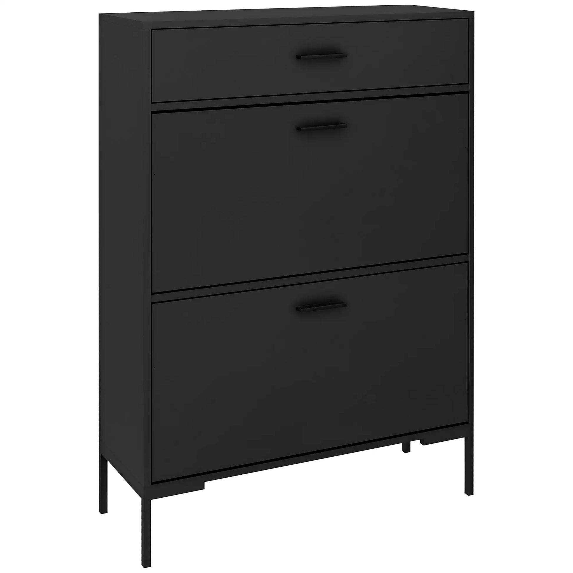 Modern Shoe Cabinet, 12 Pair Organizer, 2 Flip Doors, Adjustable Shelf, Black Shoe Storage Cabinets & Racks Black at Gallery Canada