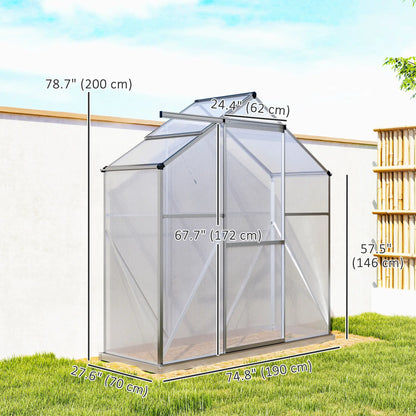 6' X 2.5' Polycarbonate Greenhouse With Sliding Door & Roof Vent, No color found Walk In Greenhouses at Gallery Canada