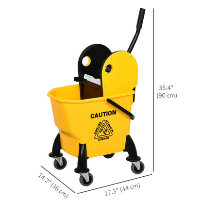 6.9 Gal/26L Mop Bucket With Wringer, Wheels, Handle, Yellow Household Supplies at Gallery Canada