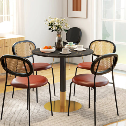 Round Dining Table, Faux Marble Top, Steel Base, Black Bar Tables & Dining Tables at Gallery Canada