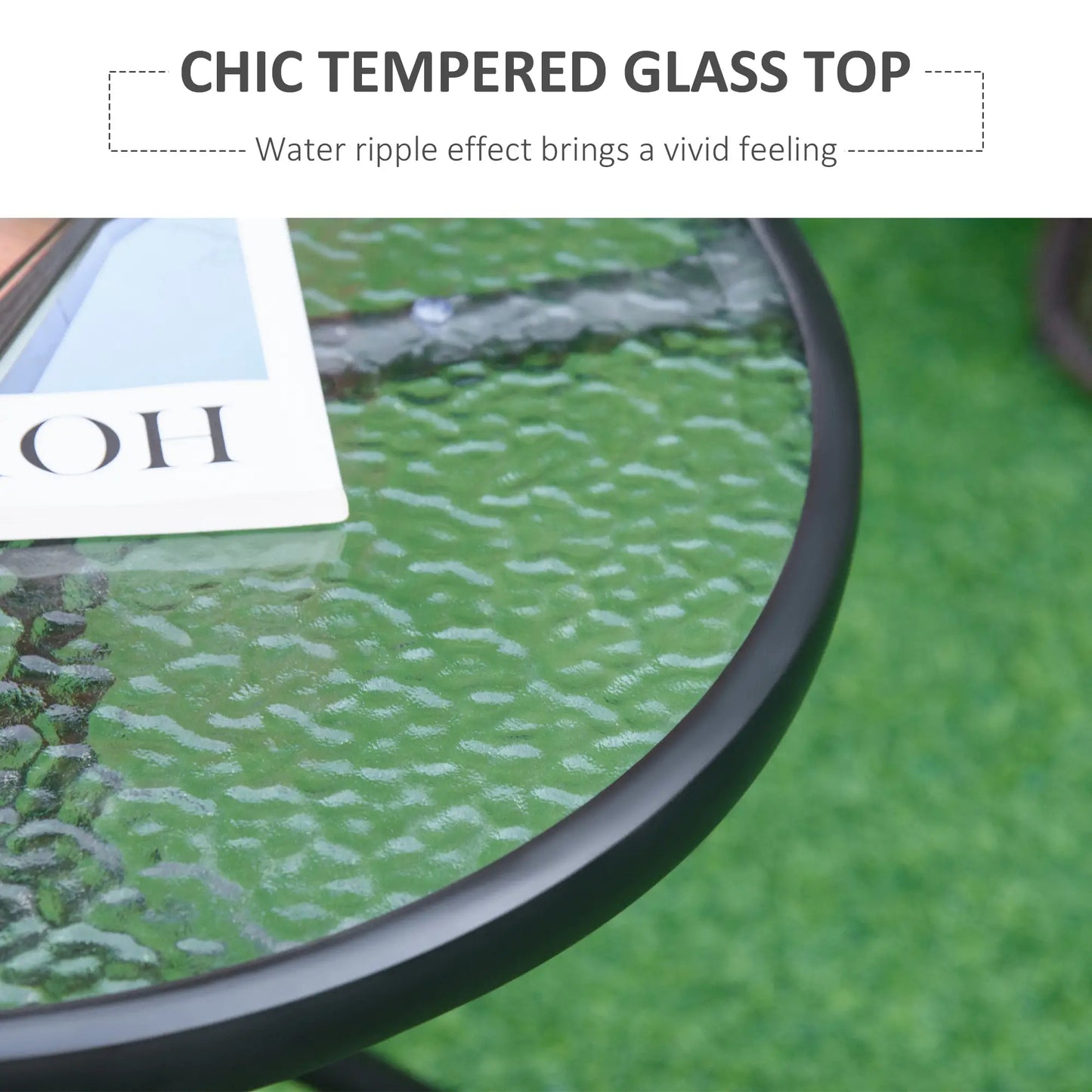 20" Round Outdoor End Table, Tempered Glass Top, Black Patio Side Tables at Gallery Canada