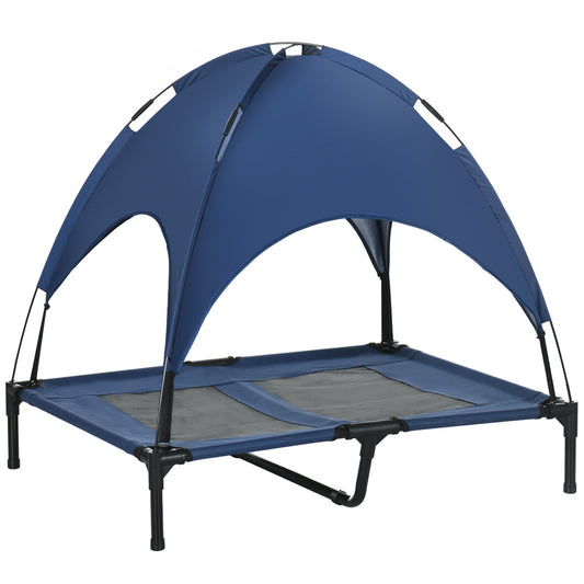 Elevated Dog Bed with Canopy, Portable Raised Dog Cot for L Sized Dogs, Indoor &; Outdoor, 36" x 30" x 35", Dark Blue at Gallery Canada