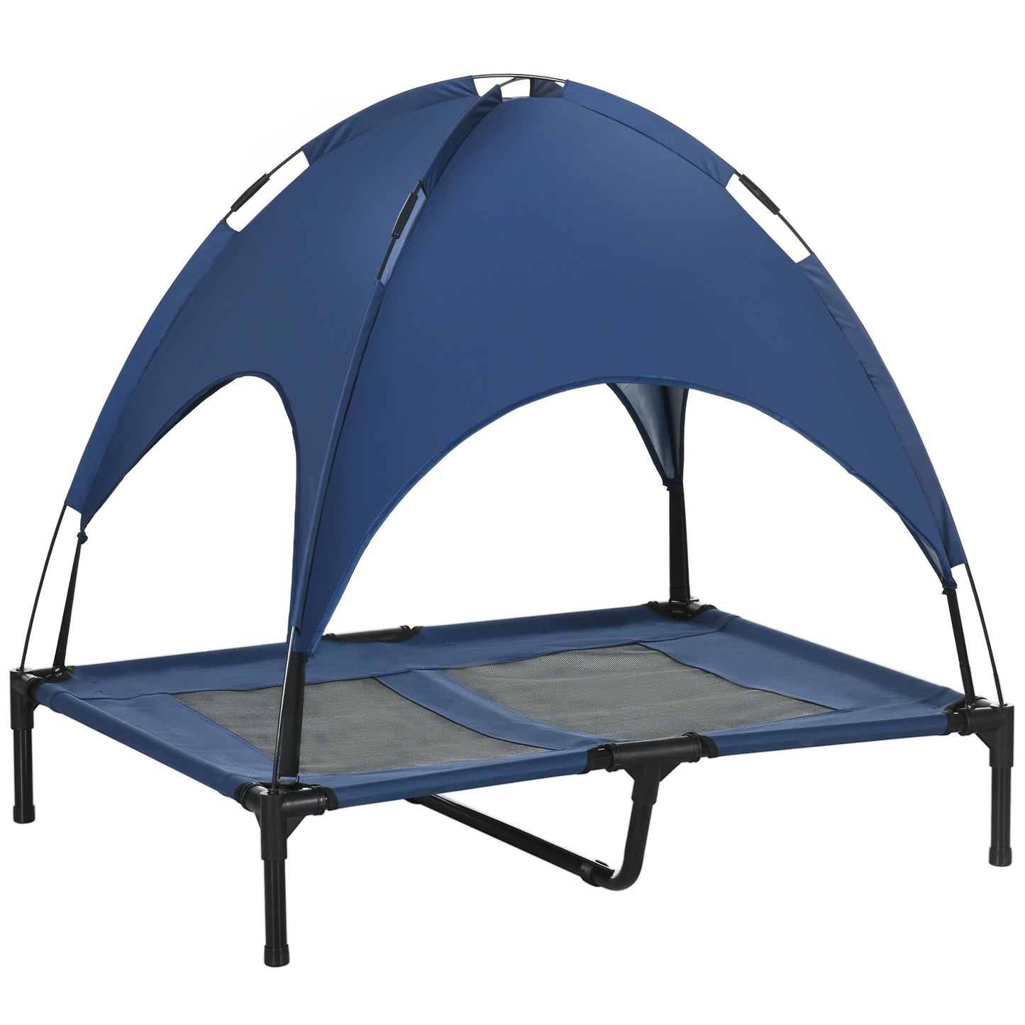 Elevated Dog Bed with Canopy, Portable Raised Dog Cot, L Size, 36" x 30" x 35", Dark Blue Elevated Dog Beds Blue, Black at Gallery Canada